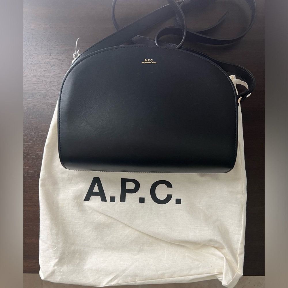 APC Half Moon Bag in Smooth Black Leather
